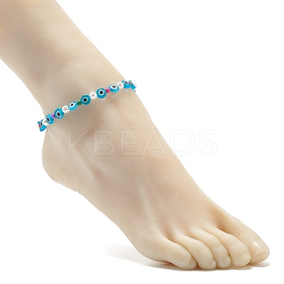 Evil Eye Handmade Lampwork Beaded Anklets for Women AJEW-AN00477-1