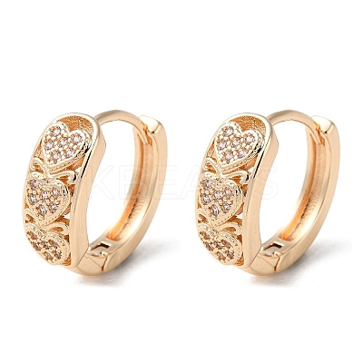 Rack Plating Brass Micro Pave Cubic Zirconia Hoop Earrings LS-EJEW-P238-15KCG-1
