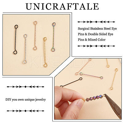50Pcs 5 Colors 316 Surgical Stainless Steel Eye Pins STAS-UN0050-56-1