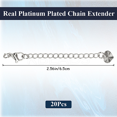 20Pcs Long-Lasting Plated Brass Curb Chain Extender KK-CN0003-15-1