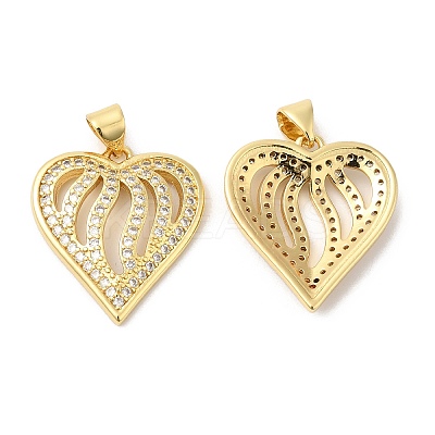 Real 16K Gold Plated Brass Micro Pave Clear Cubic Zirconia Pendants ZIRC-L103-027G-01-1