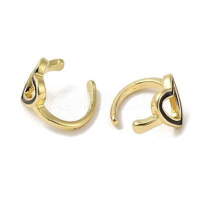 Rack Plating Brass Enamel Heart Cuff Earrings for Women EJEW-C097-15G-1