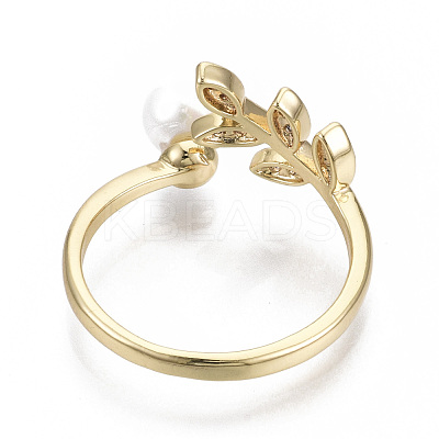 Brass Micro Pave Clear Cubic Zirconia Cuff Finger Rings RJEW-N030-002-NF-1