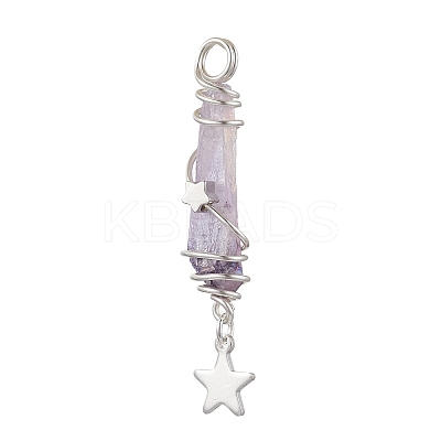 3Pcs 3 Styles Electroplated Natural Quartz Crystal Nuggets Copper Wire Wrapped Pendants PALLOY-JF03128-02-1