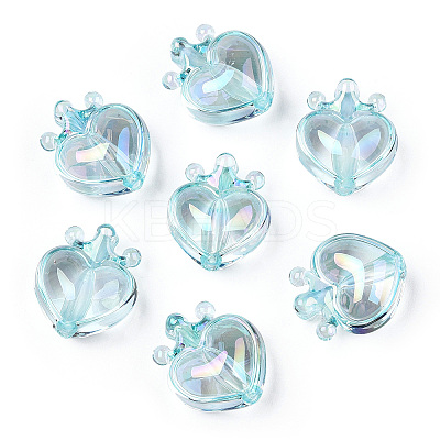 UV Plating Transparent Rainbow Iridescent Acrylic Beads OACR-T027-01-C-1
