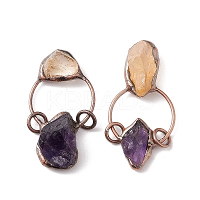 Raw Rough Natural Amethyst & Citrine Big Pendants G-I324-03R-02-1