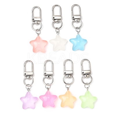 7Pcs Starfish Luminous Transparent Resin Pendant Decorations HJEW-JM03569-1