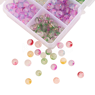 400Pcs 10 Colors Frosted Spray Painted Glass Beads Strands GLAA-CJ0001-39-1