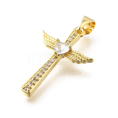 Brass Micro Pave Cubic Zirconia Pendants KK-Q066-40G-01-1