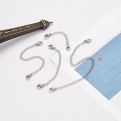 4 Strands 4 Styles 304 Stainless Steel Chain Extender STAS-YW0001-11-1