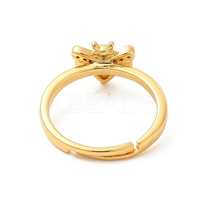 Cubic Zirconia Honeybee Adjustable Ring RJEW-D076-05G-1