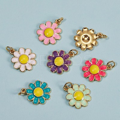 12Pcs 6 Colors Brass Enamel Charms KK-SZ0004-09-1