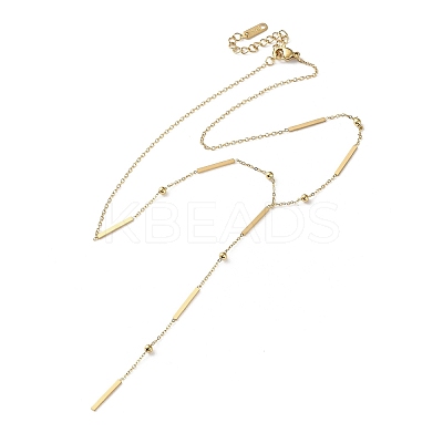 304 Stainless Steel Rectangle Link Chain Y Necklaces for Women NJEW-Z085-02G-1