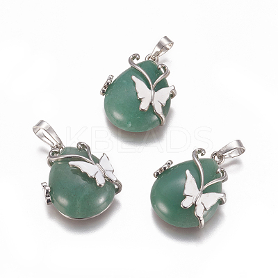 Natural Green Aventurine Pendants X-G-K296-B06-1