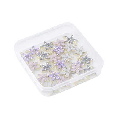 24Pcs 4 Colors Alloy Rhinestone Connector Charms ALRI-FS0001-13-1