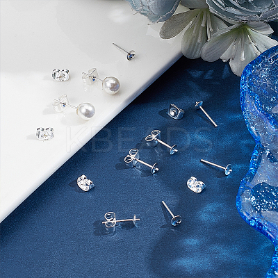 10Pairs 925 Sterling Silver Stud Earring Findings STER-UN0001-42-1
