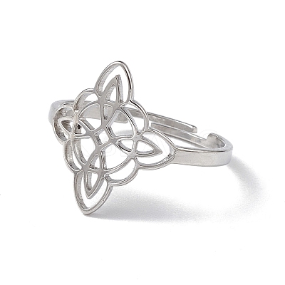 Non-Tarnish Sailor's Knot 304 Stainless Steel Hollow Adjustable Ring for Women RJEW-E073-04P-1