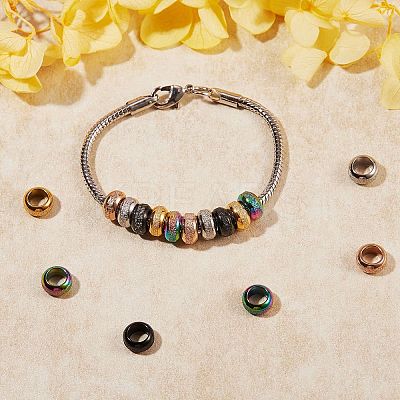 25Pcs 5 Colors Ion Plating(IP) Frosted 201 Stainless Steel European Beads STAS-SZ0001-93-1