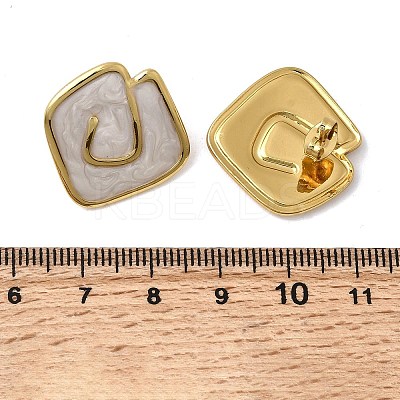Rhombus 201 Stainless Steel Enamel Stud Earrings EJEW-Z151-12G-01-1
