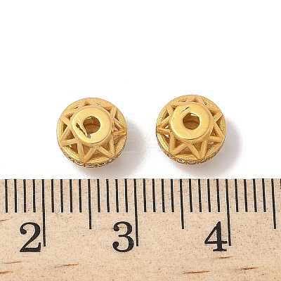 Matte Gold Color 925 Sterling Silver Micro Pave Cubic Zirconia Beads STER-R014-14G-1