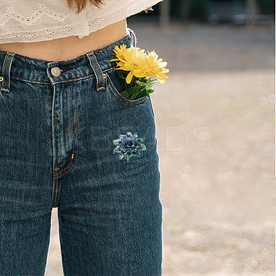 4Pcs 4 Colors 3D Flower Pattern Polyester Fabrics Computerized Embroidery Cloth Sew on Appliques PATC-NB0001-15A-1