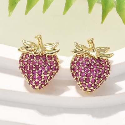 Brass Micro Pave Cubic Zirconia Stud Earrings EJEW-Q015-13G-01-1