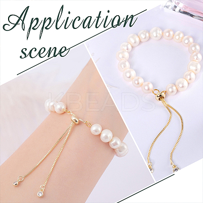8Pcs 4 Colors Brass Box Chains Slider Bracelet Making with Clear Cubic Zirconia KK-AR0002-83-1