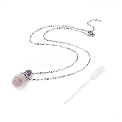 Natural Fluorite Openable Perfume Bottle Pendant Necklaces NJEW-E150-01D-P-1