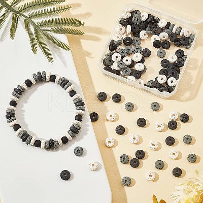 3 Strands 3 Colors Natural Lava Rock Beads Strands G-OC0002-83-1