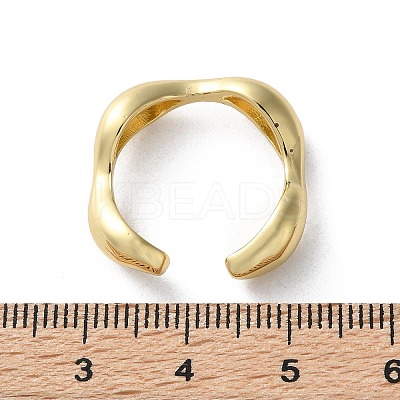 Rack Plating Brass Twist Wave Open Cuff Rings for Women RJEW-Q777-08G-1