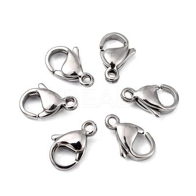 Tarnish Resistant Polished 316 Surgical Stainless Steel Lobster Claw Clasps X-STAS-R072-12A-1