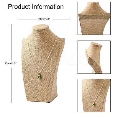 Wooden Covered with Imitation Burlap Necklace Displays NDIS-K001-B16-1