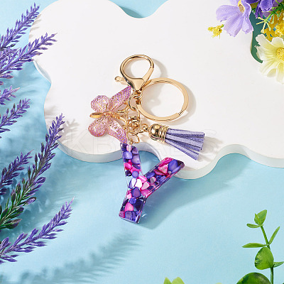 Resin Butterfly Pendant Keychains KEYC-TAC0034-03Y-1