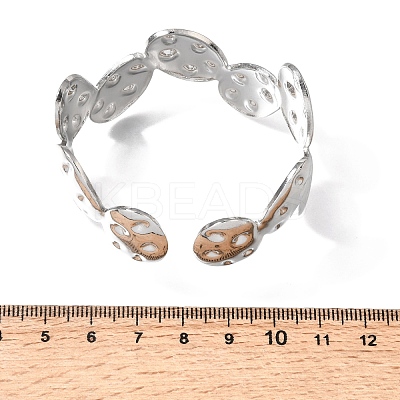 Hammered 304 Stainless Steel Cuff Bangles for Women BJEW-T030-03P-1