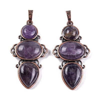 Natural Amethyst Pendants G-Q158-04-08-1