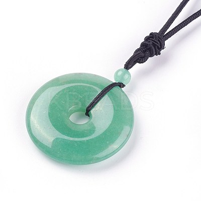 Adjustable Natural Green Aventurine Pendant Necklaces NJEW-A125-C02-1