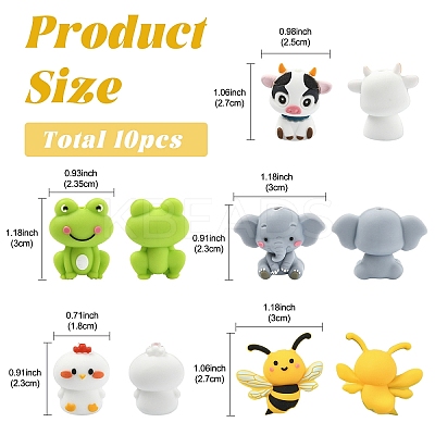10Pcs 5 Styles Food Grade Eco-Friendly Silicone Focal Beads SIL-YW0001-80-1