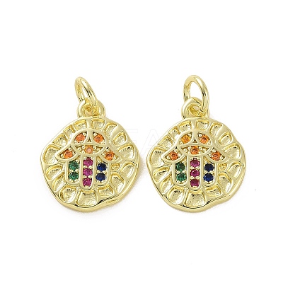 Brass Micro Pave Cubic Zirconia Charms KK-E068-VF087-1