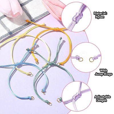 10Pcs 10 Colors Nylon Braided Adjustable Link Bracelet Makings AJEW-CJ00001-1