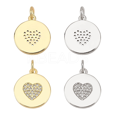 4Pcs 2 Colors Eco-Friendly Brass Micro Pave Cubic Zirconia Pendants ZIRC-BC0001-04-1