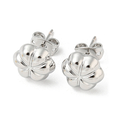 Flower Rack Plating Brass Stud Earrings EJEW-F331-29P-1