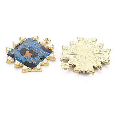 Rack Plating Printed Alloy Pendants LS-ENAM-Q445-006B-NR-1