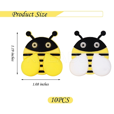 10Pcs 2 Styles Bee Silicone Beads JX692A-1