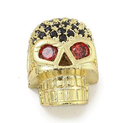 Brass Micro Pave Red Cubic Zirconia Beads ZIRC-P119-12G-1