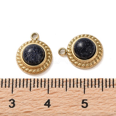 Synthetic Blue Goldstone Half Round Charms STAS-L022-399G-02-1