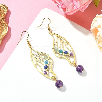 Natural Mixed Gemstone Beaded Dangle Earrings EJEW-TA00384-02-1