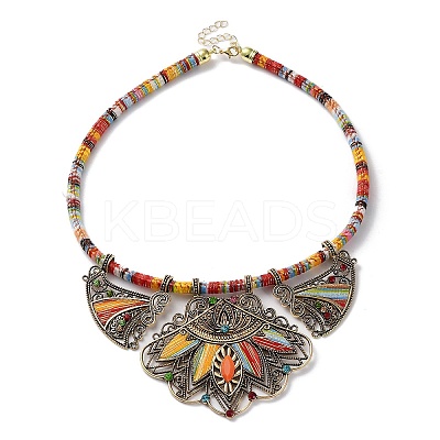 Alloy Rhinestone Teardrop Bib Necklace NJEW-C029-01C-1