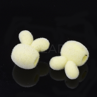 Flocky Acrylic Bunny Beads OACR-T005-23-1