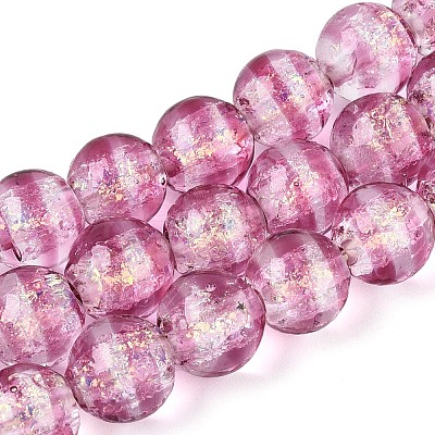 Handmade Foil Glass Beads Strands FOIL-N033-05F-1