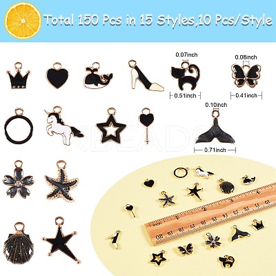 140Pcs 14 Styles Alloy Pendants ENAM-SZ0001-91-1